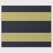 海軍および金ゴールドの横ストライプのな包装紙 ラッピングペーパー (フラット)