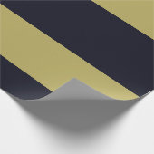 海軍および金ゴールドの横ストライプのな包装紙 ラッピングペーパー (角)