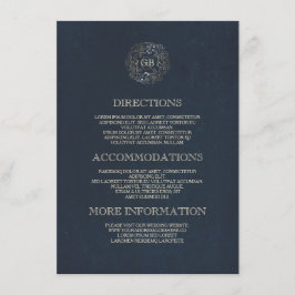 海軍および金ゴールドの花のリースのヴィンテージ情報 エンクロージャーカード