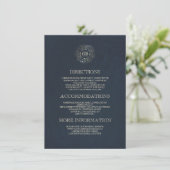 海軍および金ゴールドの花のリースのヴィンテージ情報 エンクロージャーカード (スタンド正面)