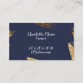 海軍および金ゴールドの贅沢なデザインの名刺 名刺 (裏面)