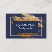 海軍および金ゴールドの贅沢なデザインの名刺 名刺 (正面)