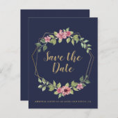 海軍および金ゴールドの陸生動物飼育器の植物の保存日付 案内ポストカード (正面/裏面)