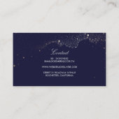 海軍および金ゴールド夜星の三日月形の月のモダン 名刺 (裏面)