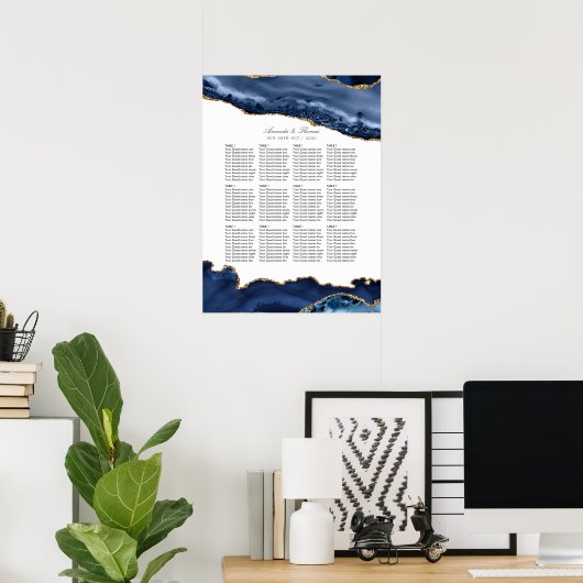 海軍および金ゴールド結婚ゲートの座席表 ポスター (ホームオフィス)