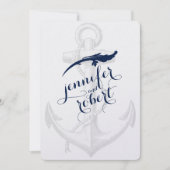海軍および銀のいかりのビーチ結婚式 招待状 (正面)