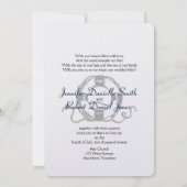 海軍および銀のいかりのビーチ結婚式 招待状 (裏面)