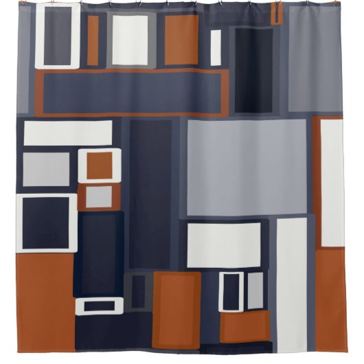 海軍および錆の世紀半ばのモダンパターン シャワーカーテン (正面)