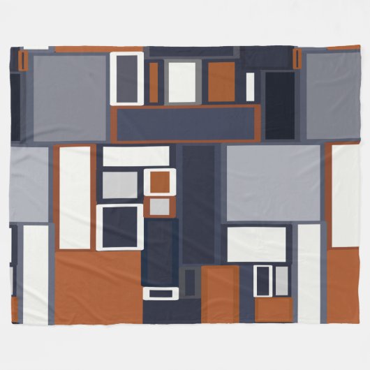 海軍および錆の世紀半ばのモダンパターン フリースブランケット (正面(横))