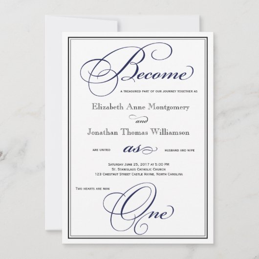 海軍が一つのキリスト教結婚式招待状になる 招待状 (正面)