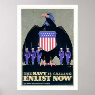 海軍が電話している – Enlist Now (US02291A) ポスター