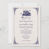 海軍とアイボリーヴィンテージ船結婚式招待状 招待状 (正面)