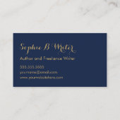 海軍とエレガント金ゴールドのスター作家作家 名刺 (裏面)