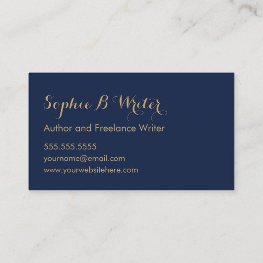 海軍とエレガント金ゴールドのスター作家作家 名刺 (裏面)