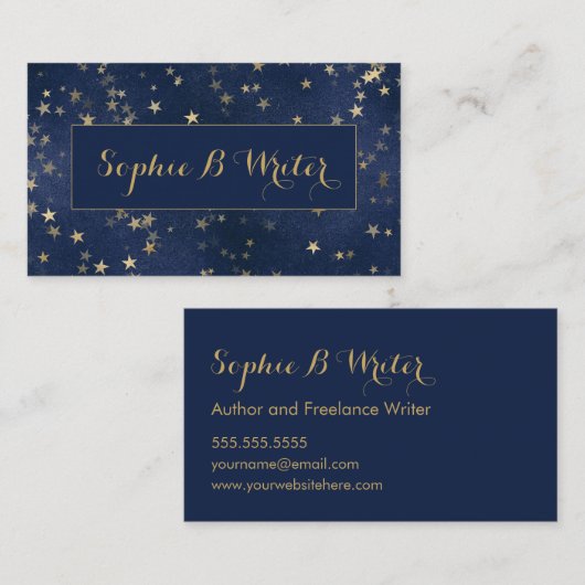 海軍とエレガント金ゴールドのスター作家作家 名刺 (正面/裏面)