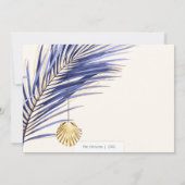 海軍とエレガント金ゴールドの熱帯クリスマスフォト シーズンカード (裏面)