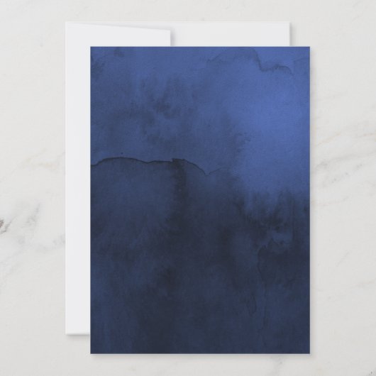 海軍とグリッターフェイクシルバーのフローラ結婚の更新 招待状 (裏面)