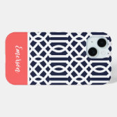 海軍とコーラルトレリス・モノグラム Case-Mate iPhoneケース (裏面 (横))