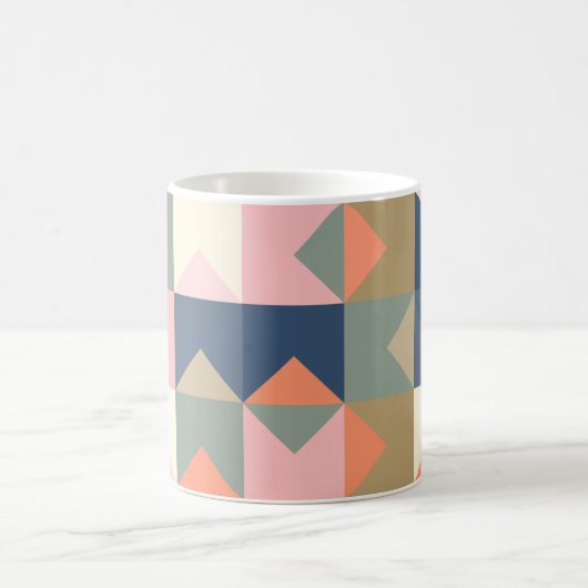 海軍とサンゴのスタイリッシュ可愛い幾何学模様 コーヒーマグカップ (中央)