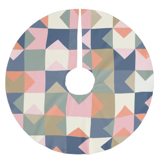 海軍とサンゴのスタイリッシュ可愛い幾何学模様 ブラッシュドポリエステルツリースカート (正面)