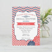 海軍とサンゴのヴィンテージブライダルシャワーの招待 招待状 (スタンド正面)