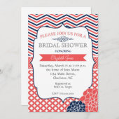 海軍とサンゴのヴィンテージブライダルシャワーの招待 招待状 (正面/裏面)