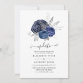 海軍とシルバーのフローラ結婚の更新 招待状 (正面)