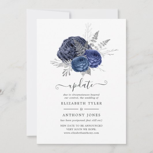 海軍とシルバーのフローラ結婚の更新 招待状 (正面)