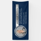 海軍とシルバーのプロモ企業のニョービジネス写真 横断幕 (縦)