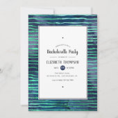 海軍とターコイズストライプのバチェロレッテ 招待状 (正面)