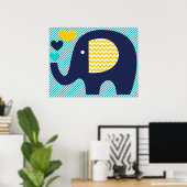 海軍とティール（緑がかった色）象子供部屋ポスター ポスター (ホームオフィス)