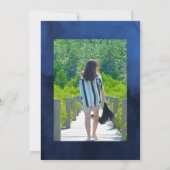 海軍とフェイクグリッターシルバーお祝いオブ・ライフ 招待状 (裏面)