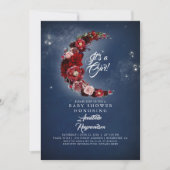 海軍とブルゴーニュのフローラムーンベビーシャワー 招待状 (正面)