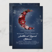 海軍とブルゴーニュのフローラ結婚ムーン記念日 招待状 (正面/裏面)