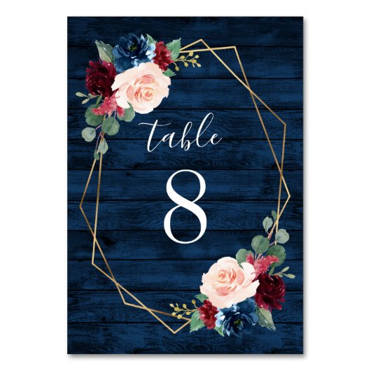 海軍とブルゴーニュの金ゴールド結婚赤面のテーブル番号 テーブルナンバー (正面)