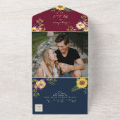 海軍とブルゴーニュ素朴の結婚フローラ オールインワン招待状 (外側)