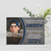 海軍とブロンズの黒板卒業発表 招待状 (スタンド正面)