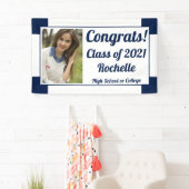 海軍とホワイトのワンフォトクラス卒業 横断幕 (インサイチュ)