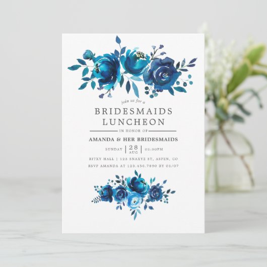 海軍とホワイトウォーター色のブリデスメイド昼食会 招待状 (スタンド正面)
