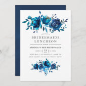 海軍とホワイトウォーター色のブリデスメイド昼食会 招待状 (正面/裏面)