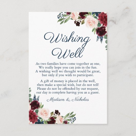 海軍とマルサラフローラ結婚の願い井戸のカード エンクロージャーカード (正面)