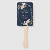 海軍とモダン赤面のスライバー結婚式プログラム ハンドファン (正面)