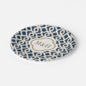 海軍とモノグラムの金ゴールドモロッコ結婚ズ ペーパープレート (アングル)