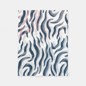 海軍と水色のアニマルプリント フリースブランケット (正面)