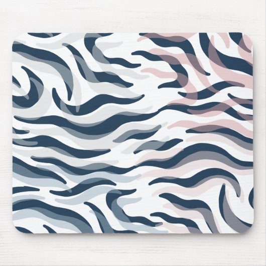 海軍と水色のアニマルプリント マウスパッド (正面)
