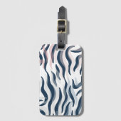 海軍と水色のアニマルプリント ラゲッジタグ (正面縦)