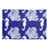 海軍と白い海馬の海岸パターン 枕カバー (裏面)