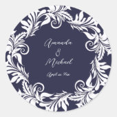 海軍と白のエレガントな結婚式 ラウンドシール (正面)