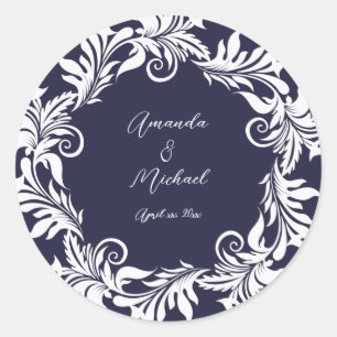 海軍と白のエレガントな結婚式 ラウンドシール