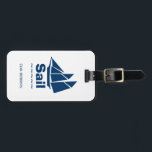 海軍と白のセーリングボート ラゲッジタグ<br><div class="desc">帆走の愛を前面に持って行きなさい。セーリングボートのアイコン 波と印象的なネイビーブルーと白いデザイン。父素晴らしの日のギフトまたは誕生日のギフト。名前を顔に、都市を逆に表示してパーソナライズ。</div>
